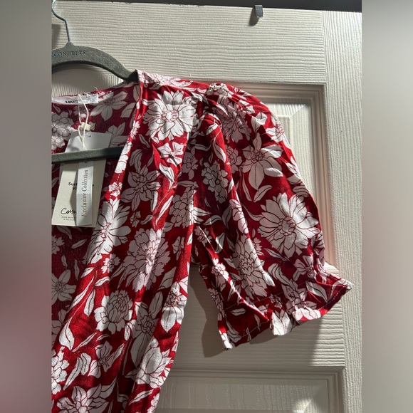 Mango new floral red print frill tie blouse size xs - Picture 6 of 8